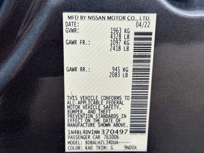 2022 Nissan Altima SV FWD