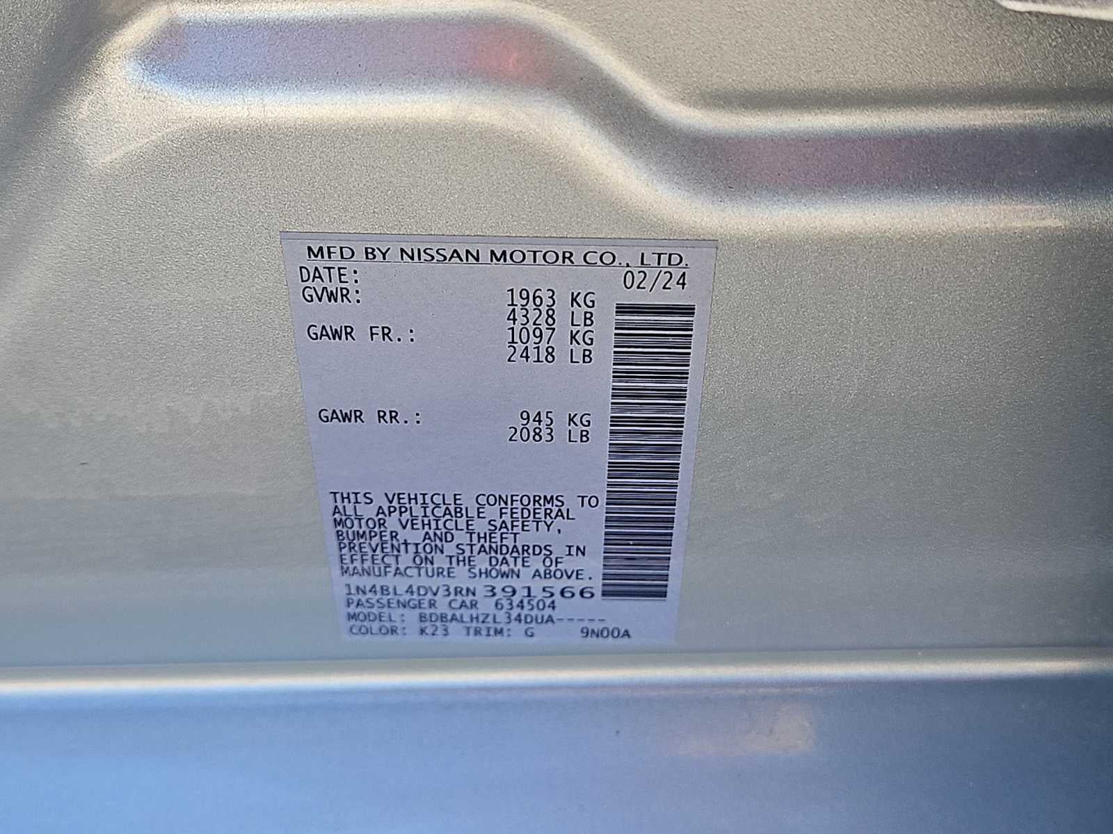 2024 Nissan Altima SV FWD