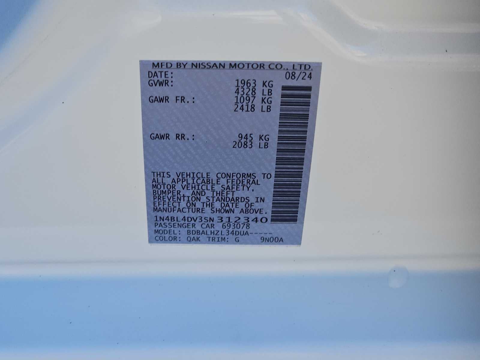 2025 Nissan Altima SV FWD