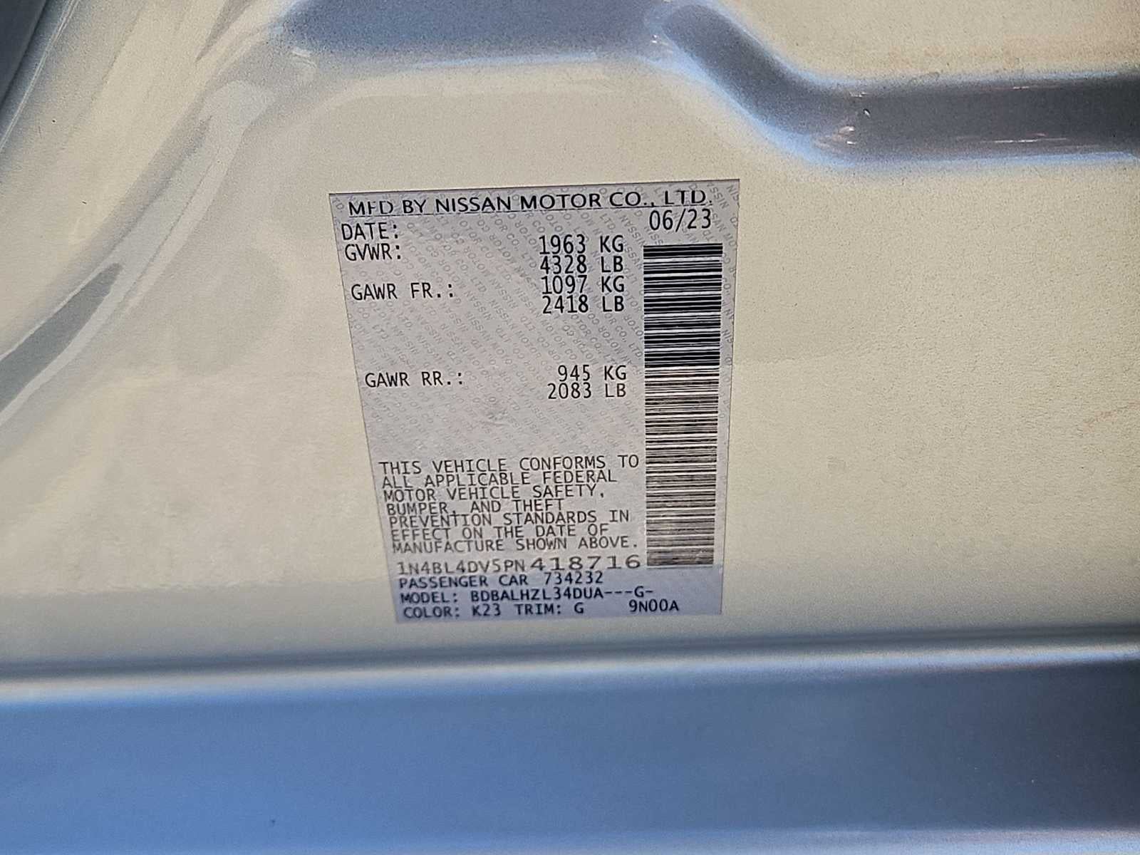 2023 Nissan Altima SV FWD