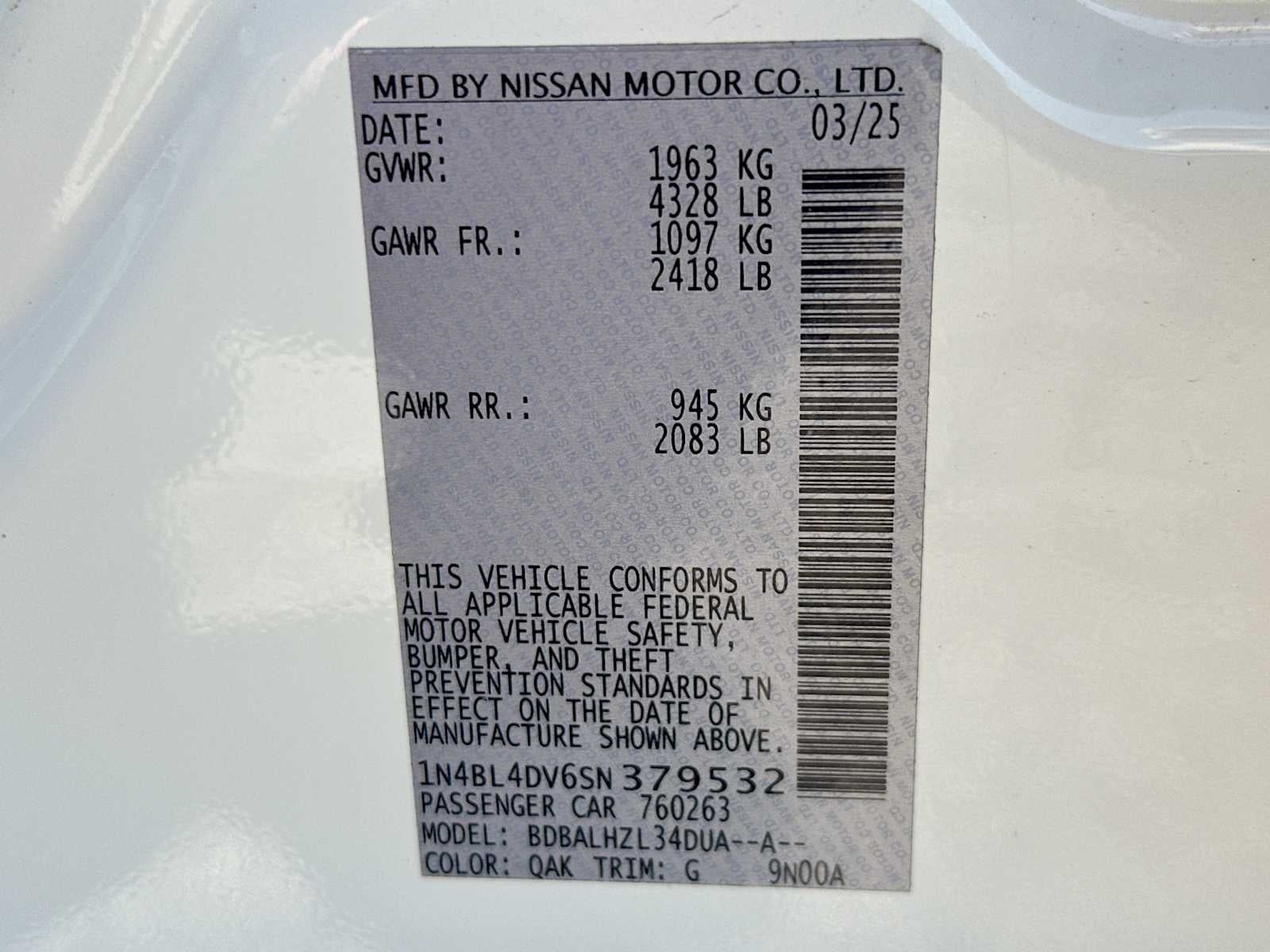 2025 Nissan Altima SV FWD