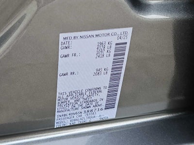 2025 Nissan Altima SV FWD