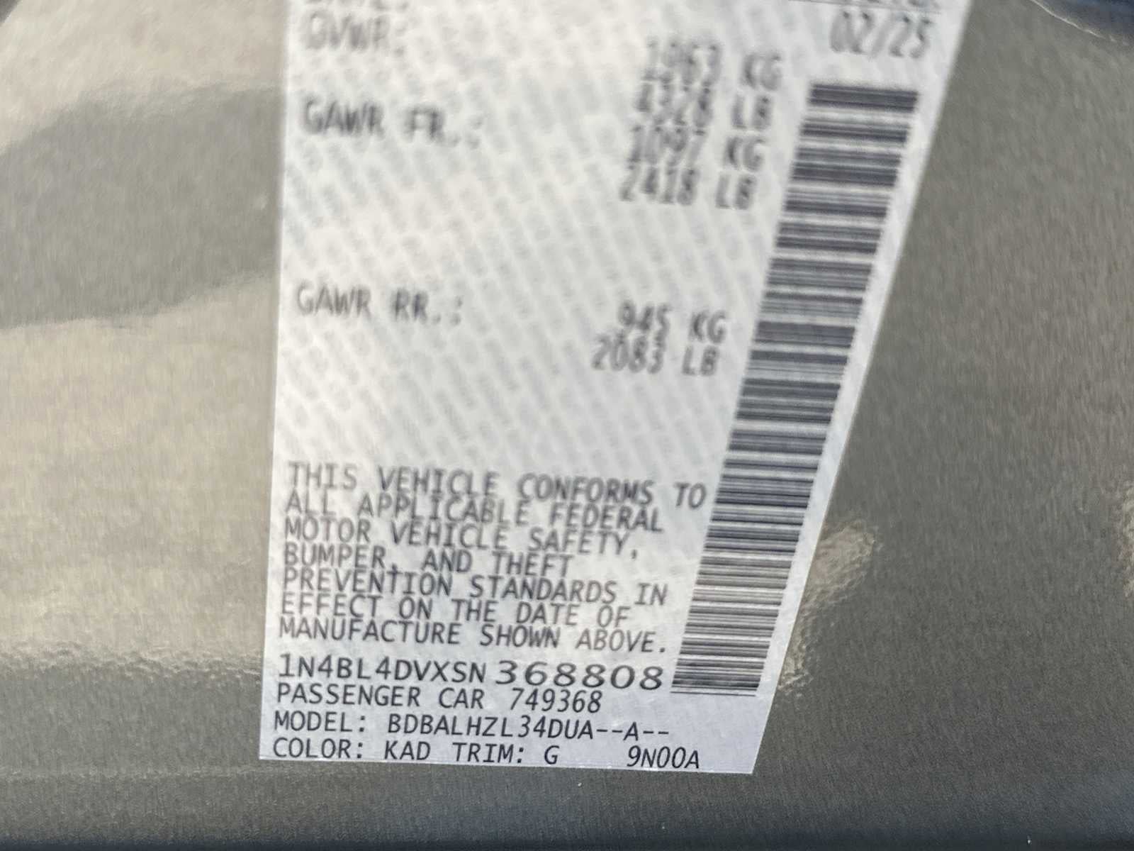 2025 Nissan Altima SV FWD